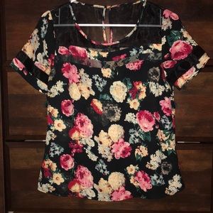 Floral mesh blouse